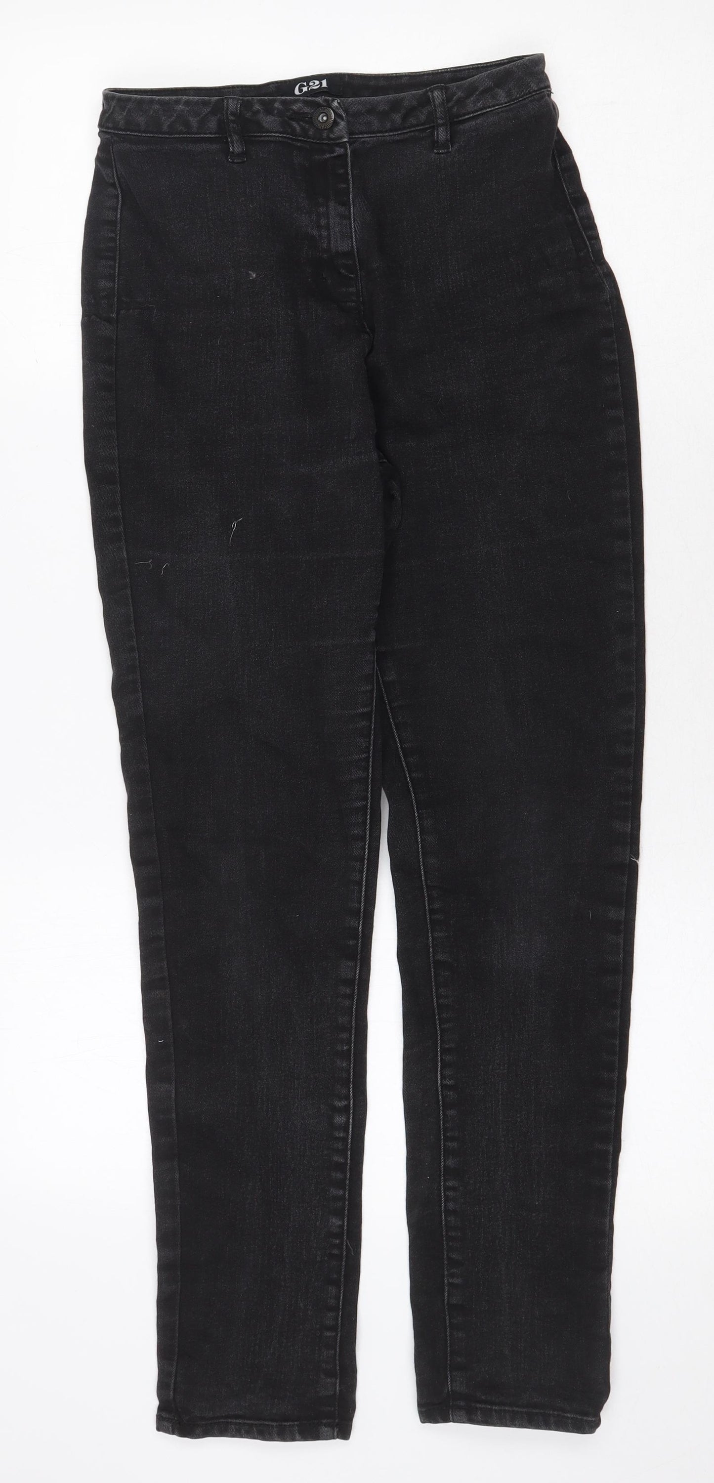 George Womens Grey Cotton Straight Jeans Size 12 Regular Zip