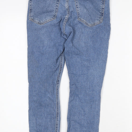 Topshop Womens Blue Cotton Straight Jeans Size 28 in Regular Zip