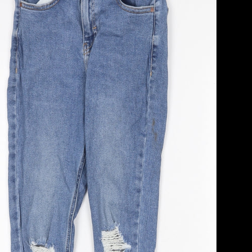 Topshop Womens Blue Cotton Straight Jeans Size 28 in Regular Zip