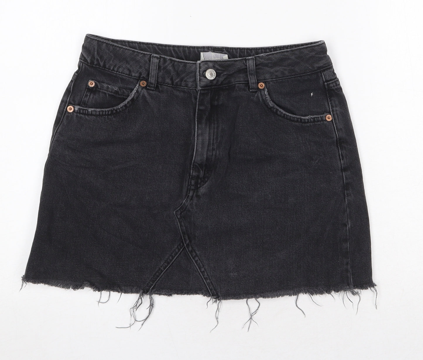 Topshop Womens Grey Cotton Mini Skirt Size 12 Zip