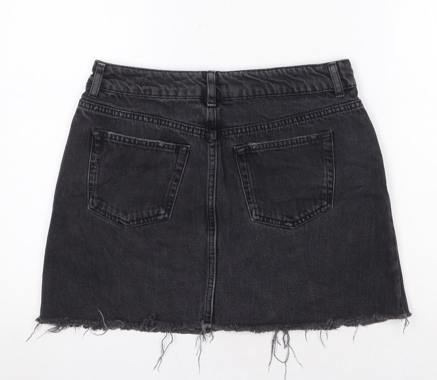 Topshop Womens Grey Cotton Mini Skirt Size 12 Zip