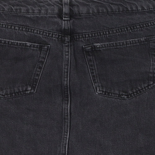 Topshop Womens Grey Cotton Mini Skirt Size 12 Zip