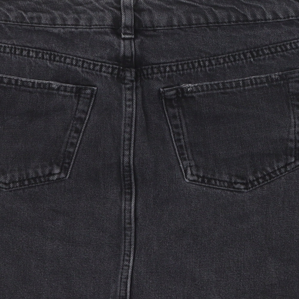 Topshop Womens Grey Cotton Mini Skirt Size 12 Zip