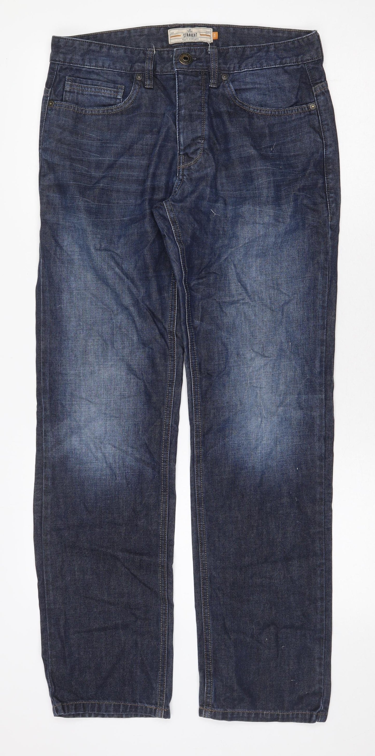 NEXT Mens Blue Cotton Straight Jeans Size 30 in Regular Zip