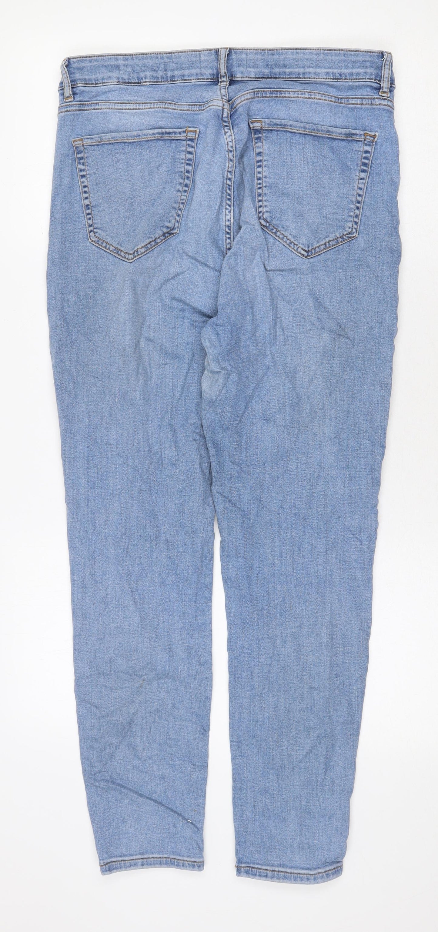 Marks and Spencer Womens Blue Cotton Skinny Jeans Size 14 Regular Zip