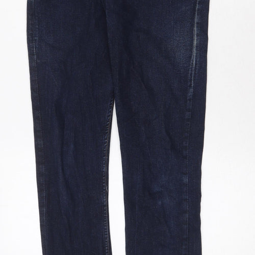 H&M Womens Blue Cotton Straight Jeans Size 32 in Regular Zip