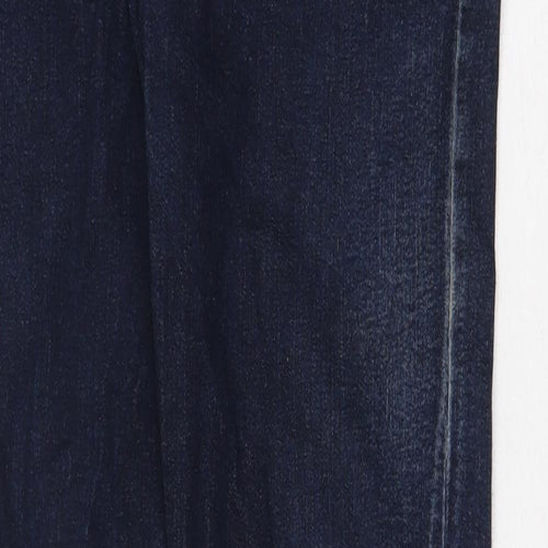 H&M Womens Blue Cotton Straight Jeans Size 32 in Regular Zip