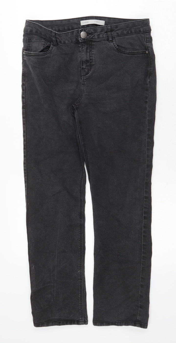 Dylan George Womens Grey Cotton Straight Jeans Size 12 Regular Zip