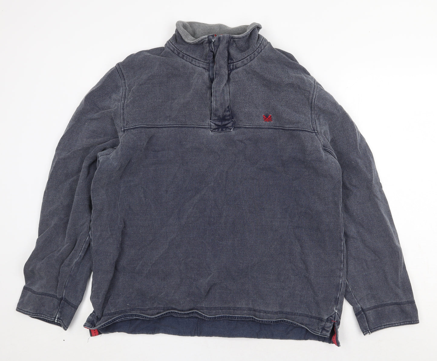 Crew Clothing Mens Grey Cotton Henley Sweatshirt Size XL