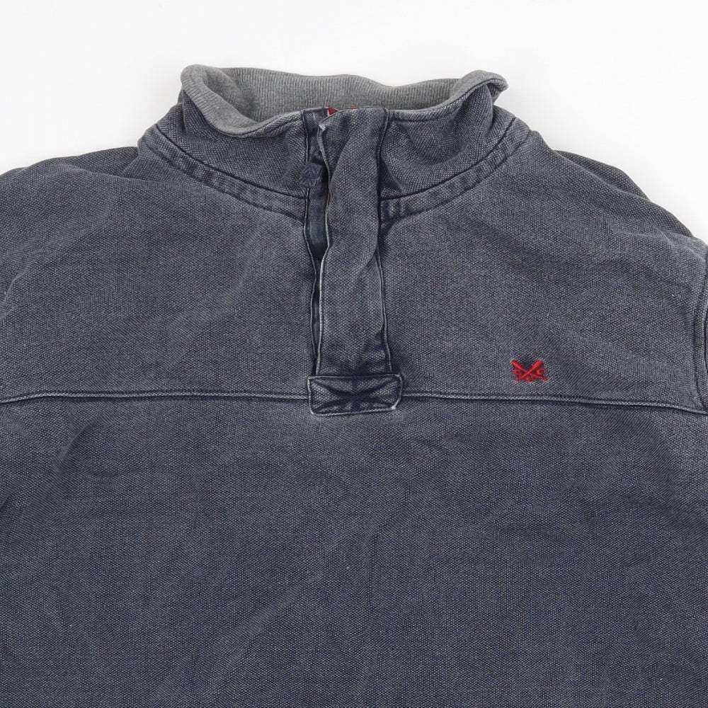 Crew Clothing Mens Grey Cotton Henley Sweatshirt Size XL