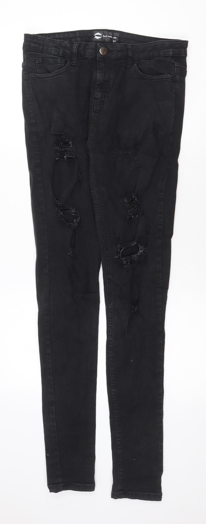 Bee Inspired Womens Black Cotton Skinny Jeans Size 32 in Regular Zip