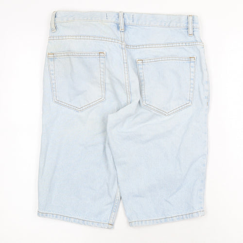 Topman Mens Blue Cotton Biker Shorts Size 32 in Regular Zip