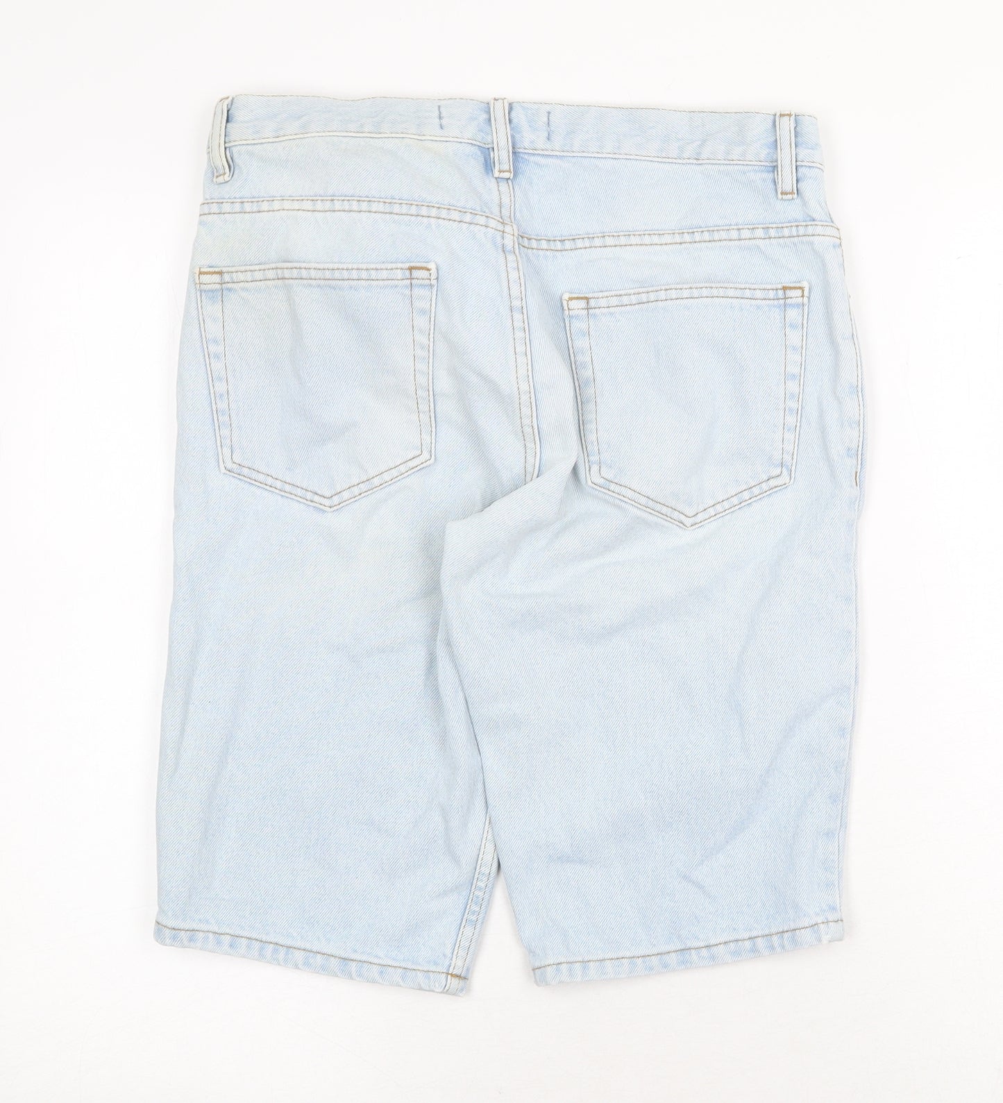 Topman Mens Blue Cotton Biker Shorts Size 32 in Regular Zip