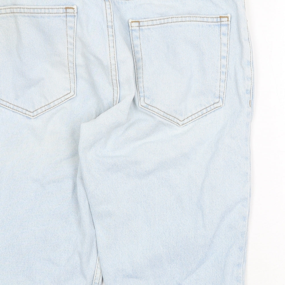 Topman Mens Blue Cotton Biker Shorts Size 32 in Regular Zip