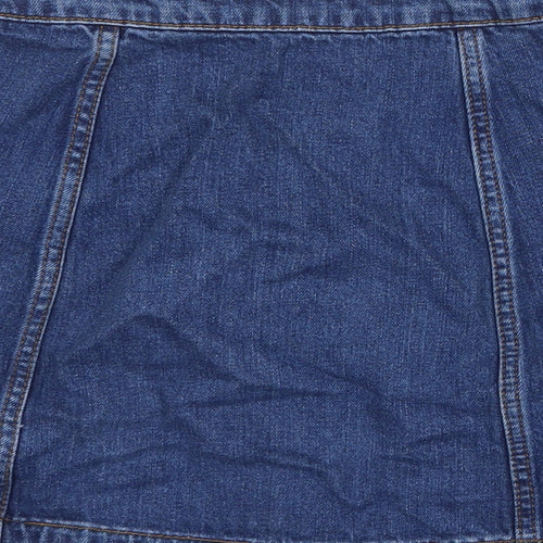 Topshop Womens Blue Cotton Mini Skirt Size 6 Button