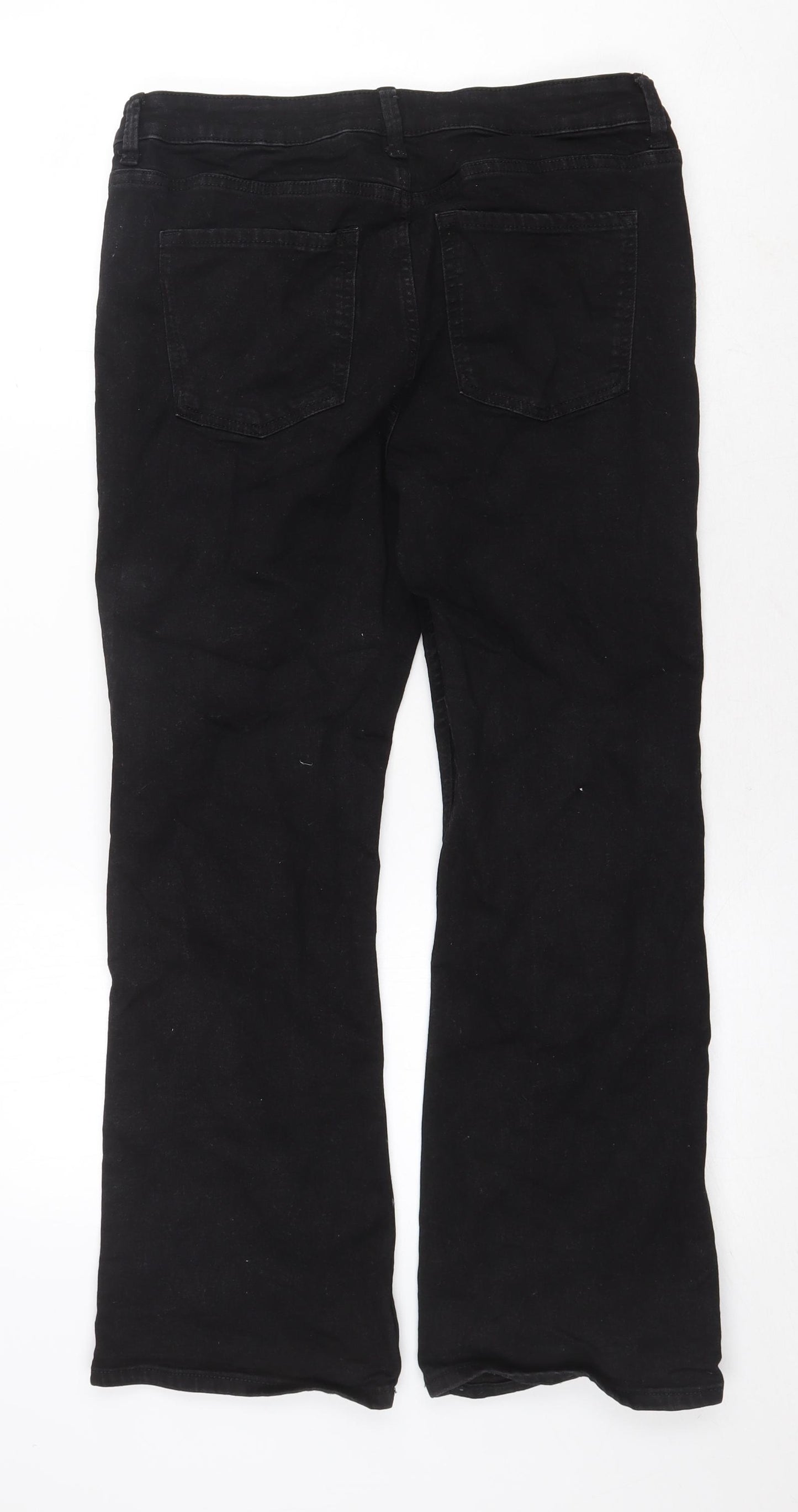 Marks and Spencer Womens Black Cotton Bootcut Jeans Size 14 Regular Zip