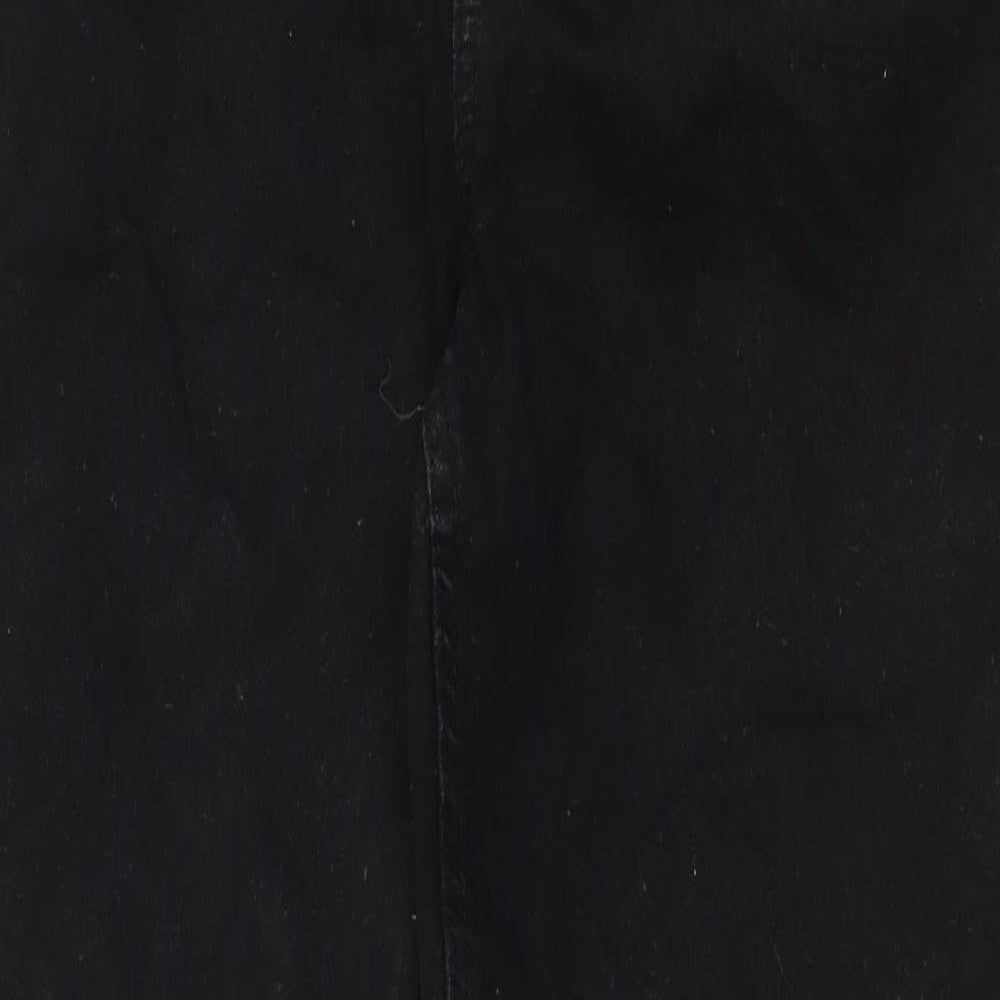 Marks and Spencer Womens Black Cotton Bootcut Jeans Size 14 Regular Zip