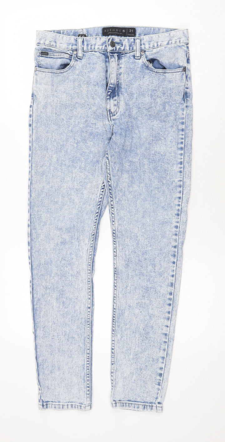 Afends Womens Blue Cotton Skinny Jeans Size 32 in Regular Zip