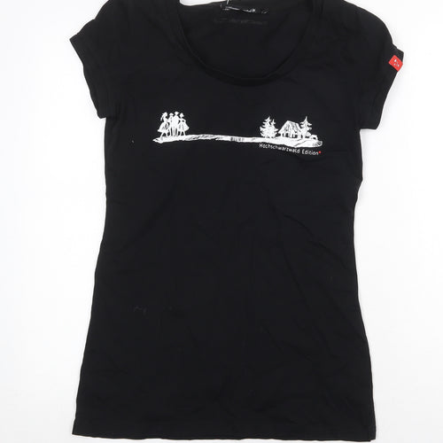 Artwood Womens Black Cotton Basic T-Shirt Size M Round Neck