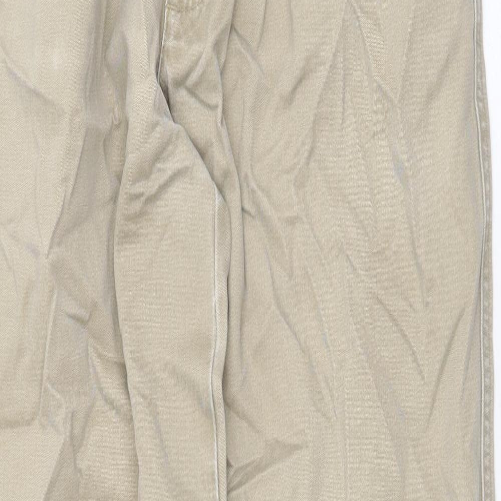 DOCKERS Mens Beige Cotton Chino Trousers Size 34 in Regular Zip