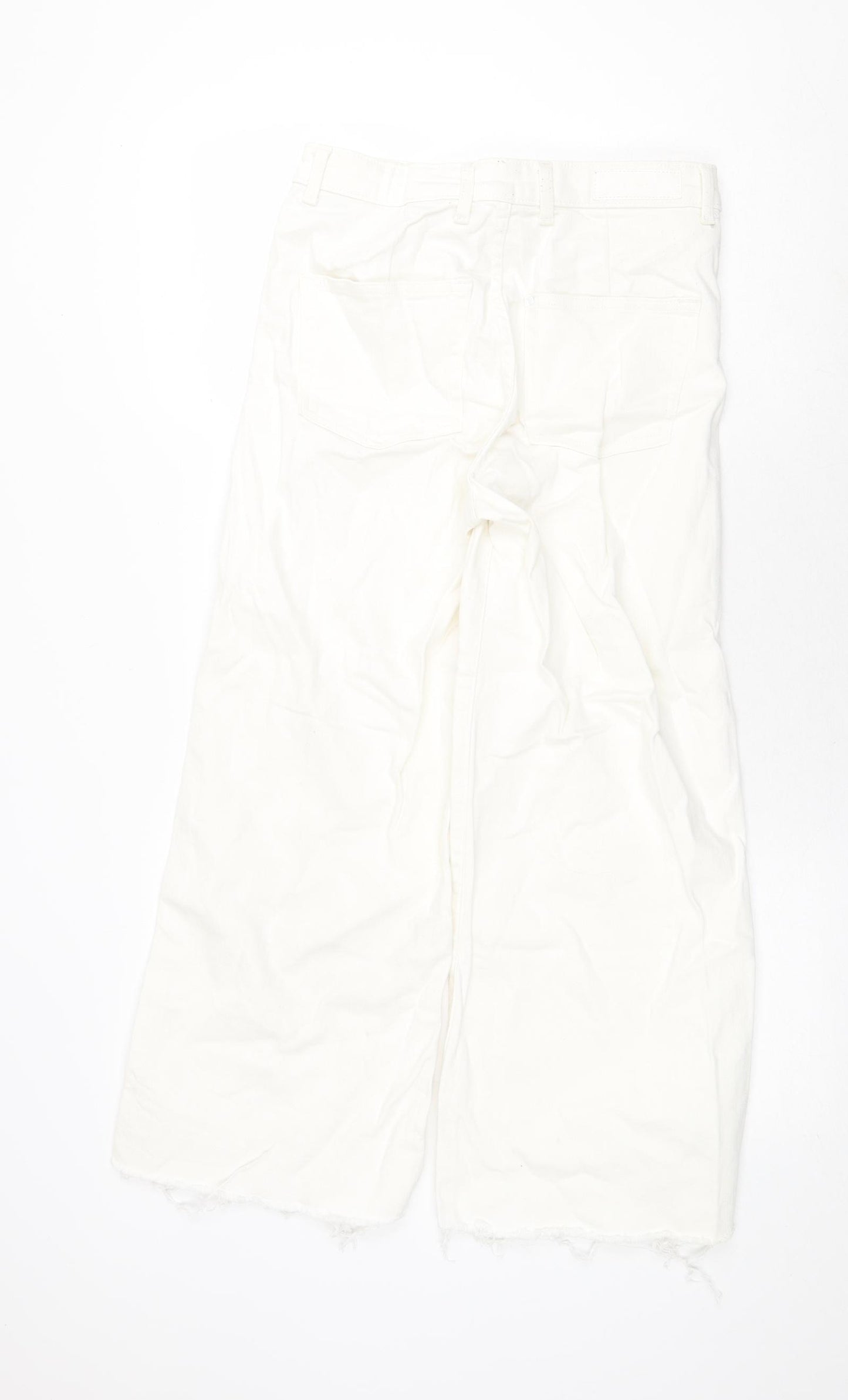 H&M Womens White Cotton Wide-Leg Jeans Size 12 Regular Zip
