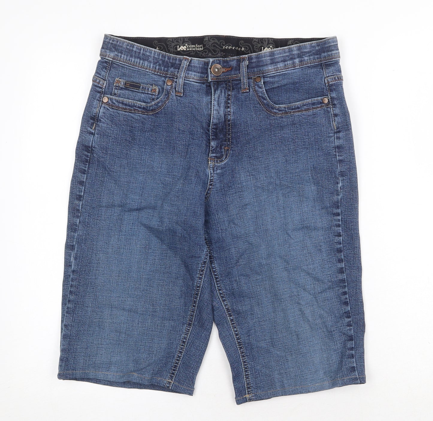 Lee Womens Blue Cotton Skimmer Shorts Size M Regular Zip