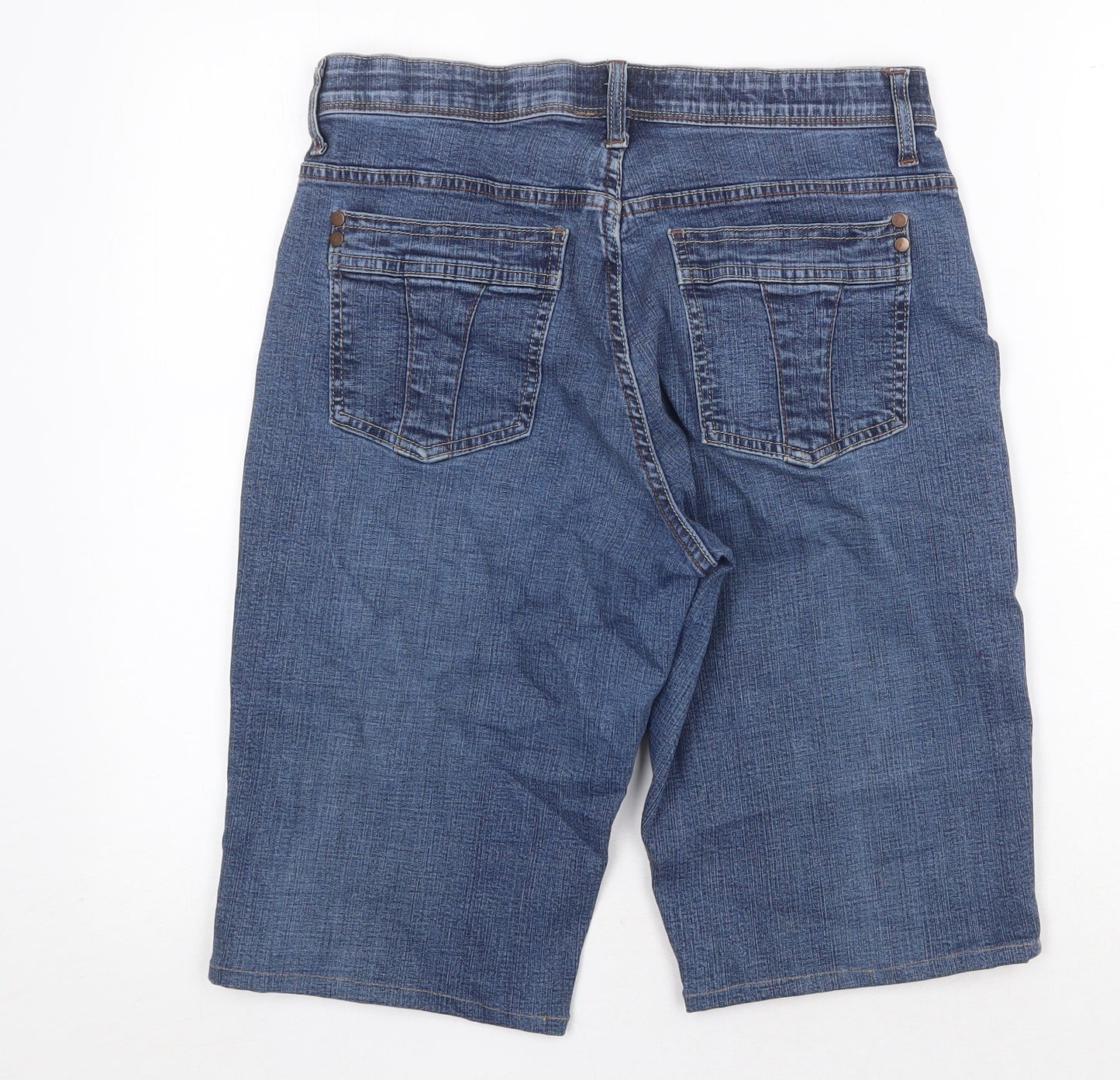 Lee Womens Blue Cotton Skimmer Shorts Size M Regular Zip
