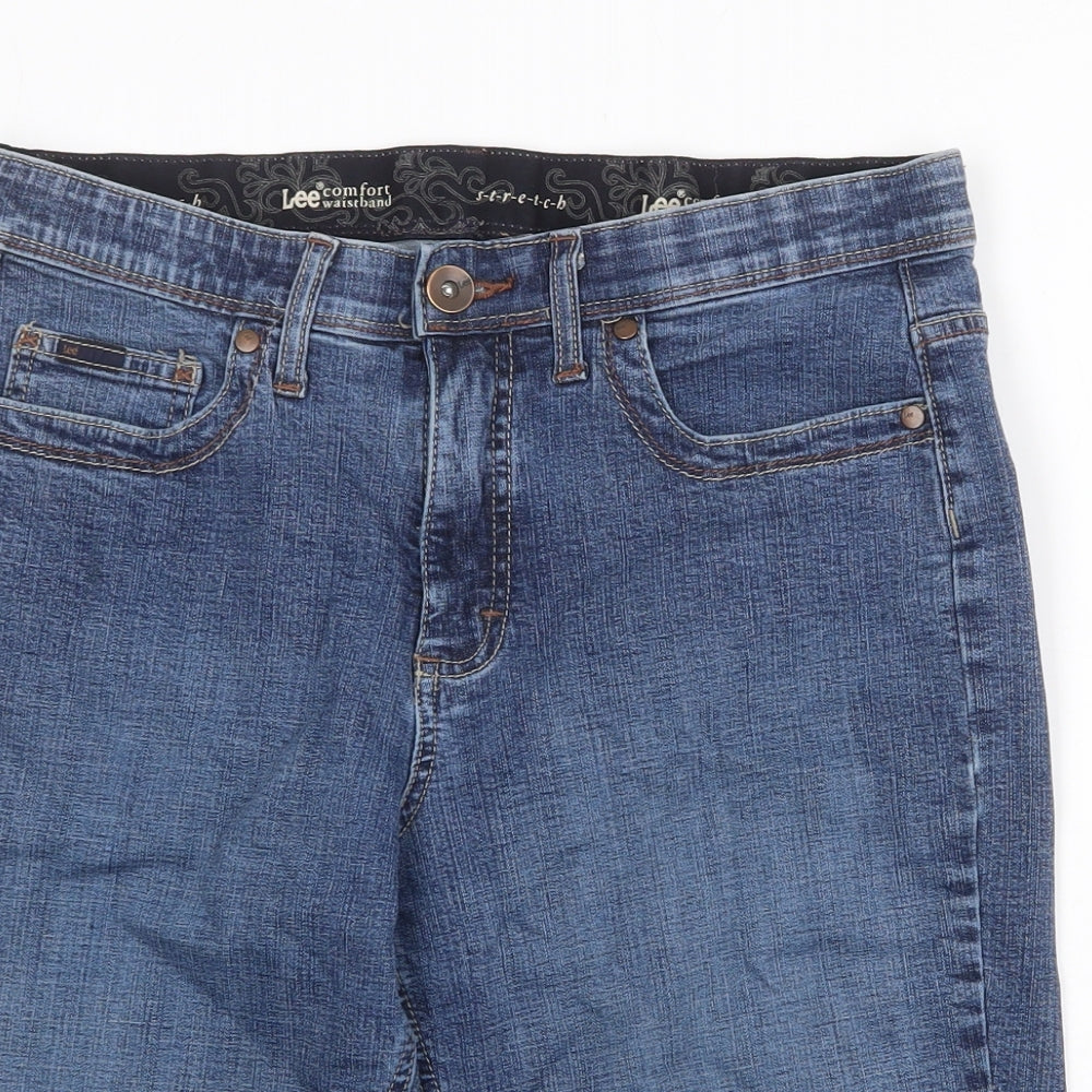 Lee Womens Blue Cotton Skimmer Shorts Size M Regular Zip