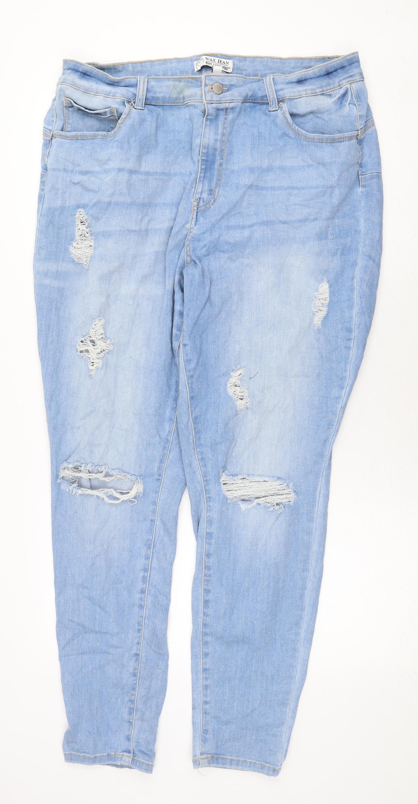 WAX JEAN Womens Blue Cotton Skinny Jeans Size 18 Regular Zip