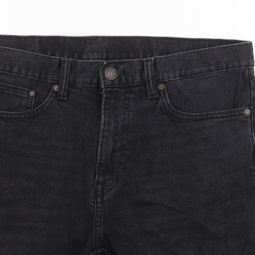 H&M Mens Black Cotton Biker Shorts Size 36 in Regular Zip
