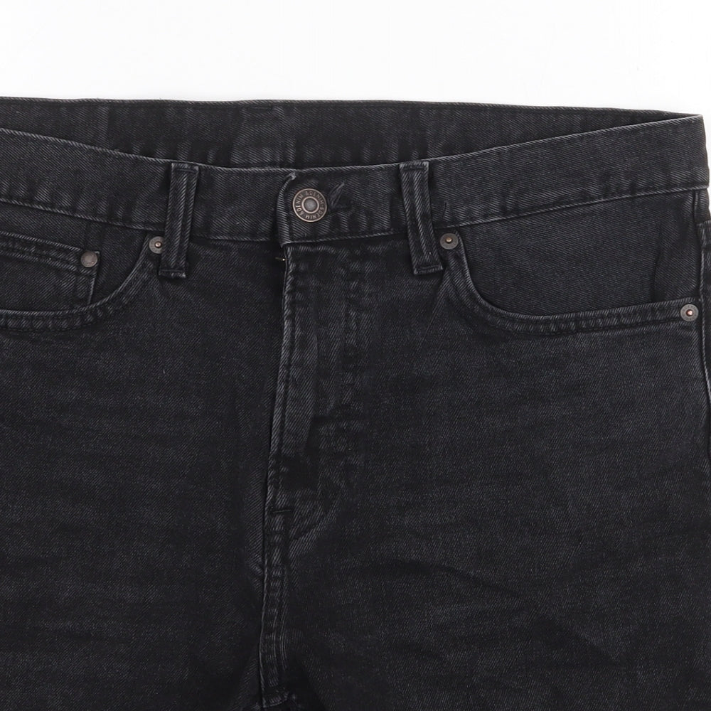 H&M Mens Black Cotton Biker Shorts Size 36 in Regular Zip