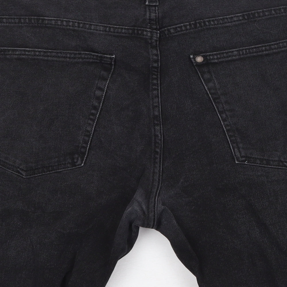 H&M Mens Black Cotton Biker Shorts Size 36 in Regular Zip