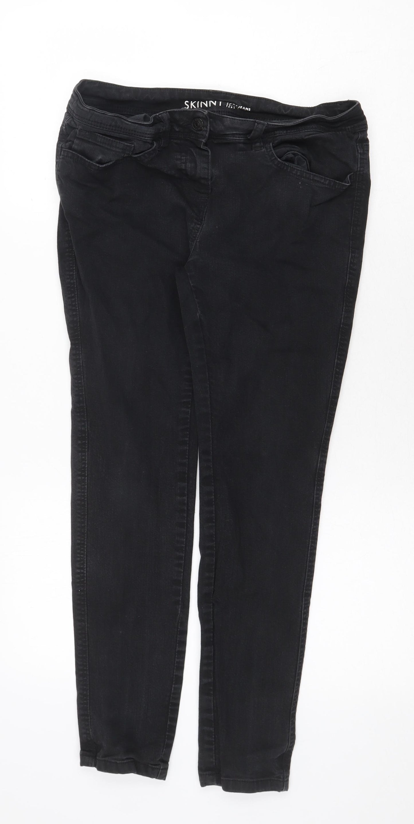 NEXT Womens Grey Cotton Skinny Jeans Size 10 Regular Zip