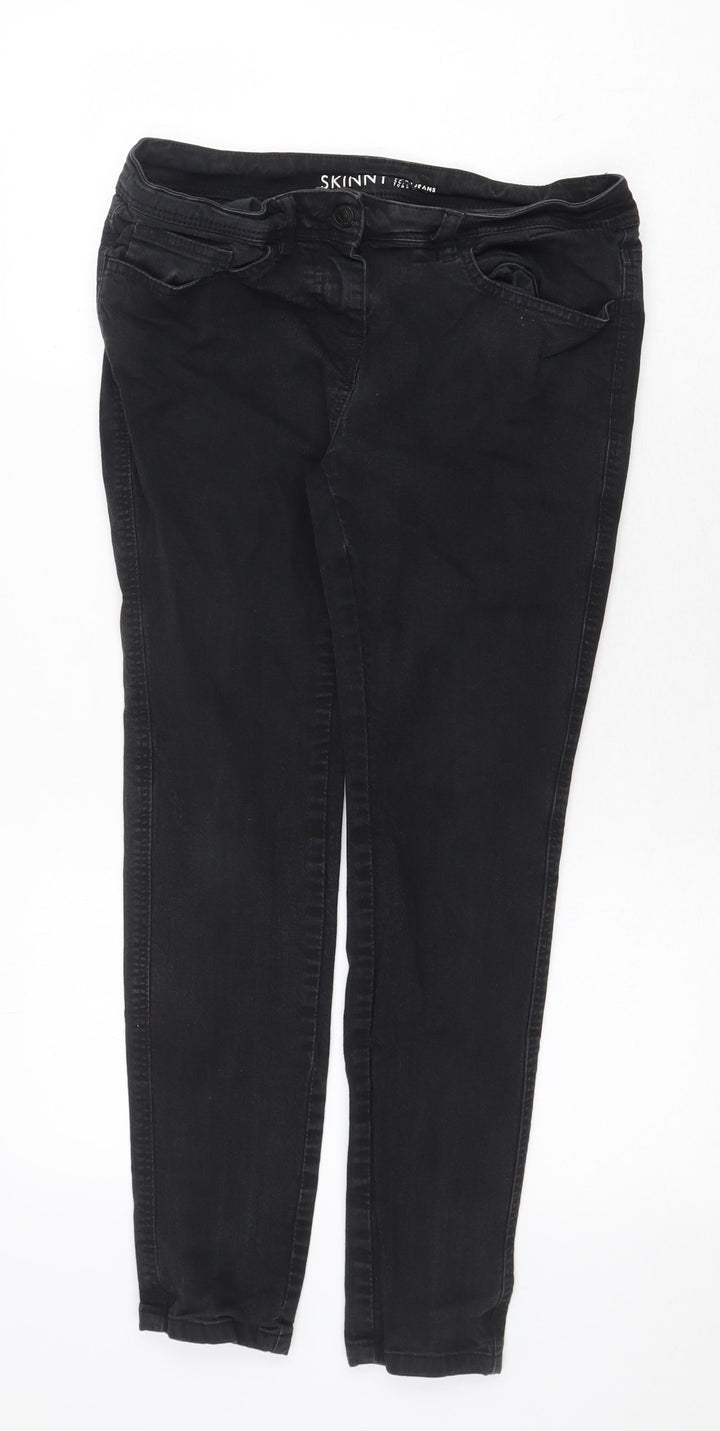 NEXT Womens Grey Cotton Skinny Jeans Size 10 Regular Zip