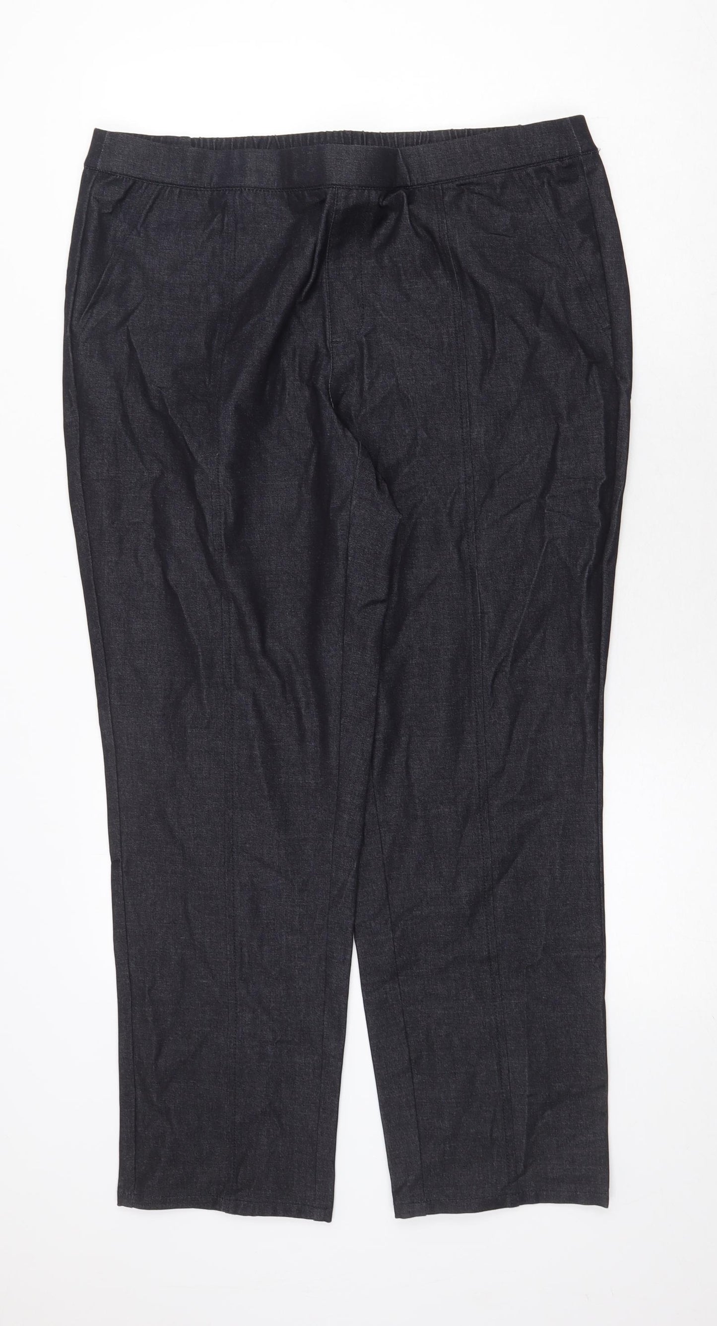 Halston Womens Grey Cotton Trousers Size 20 Regular