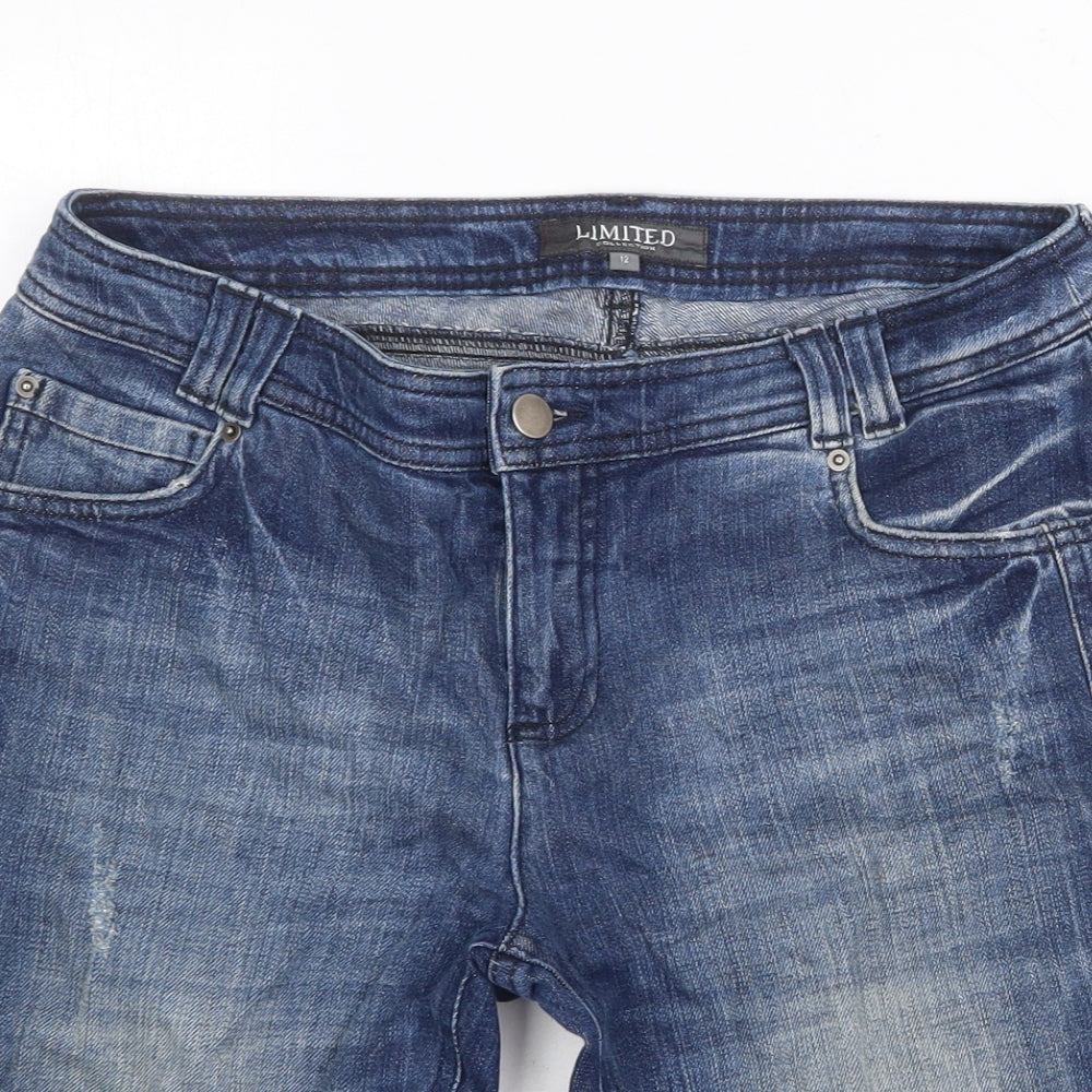 Marks and Spencer Womens Blue Cotton Skimmer Shorts Size 12 Regular Zip