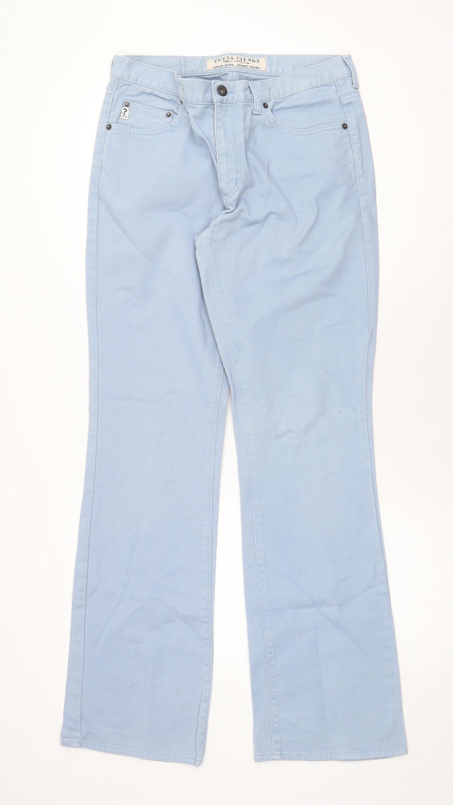 GUESS Womens Blue Cotton Bootcut Jeans Size 30 in Regular Zip