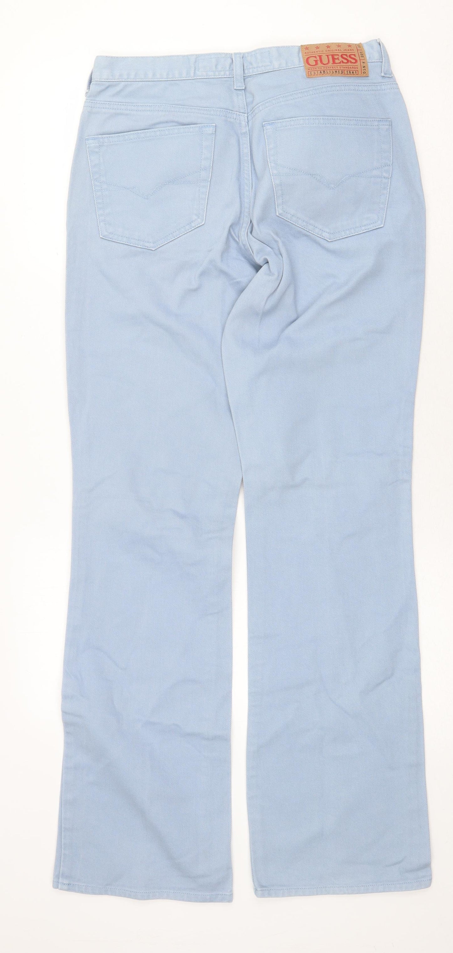 GUESS Womens Blue Cotton Bootcut Jeans Size 30 in Regular Zip