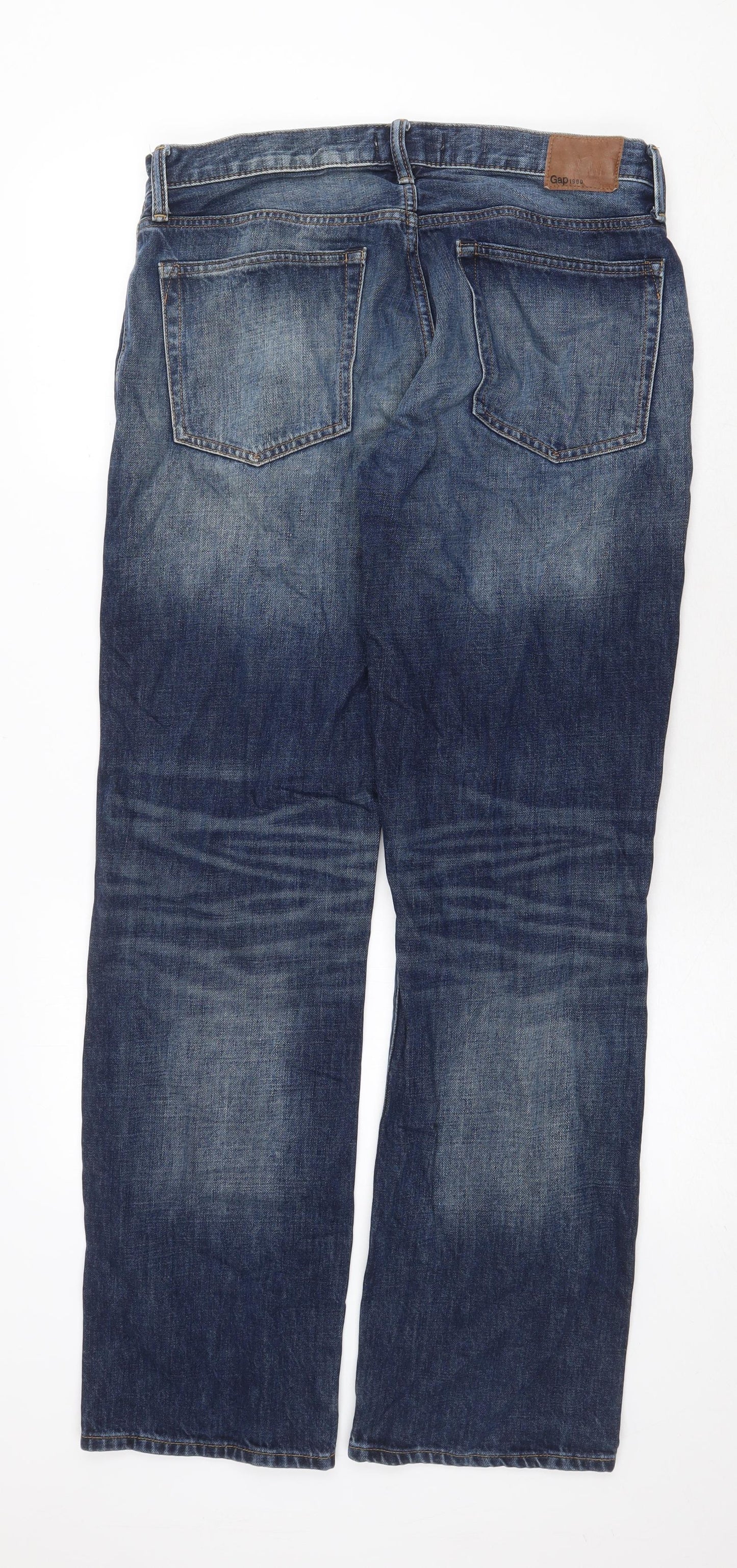 Gap Mens Blue Cotton Straight Jeans Size 32 in Regular Zip