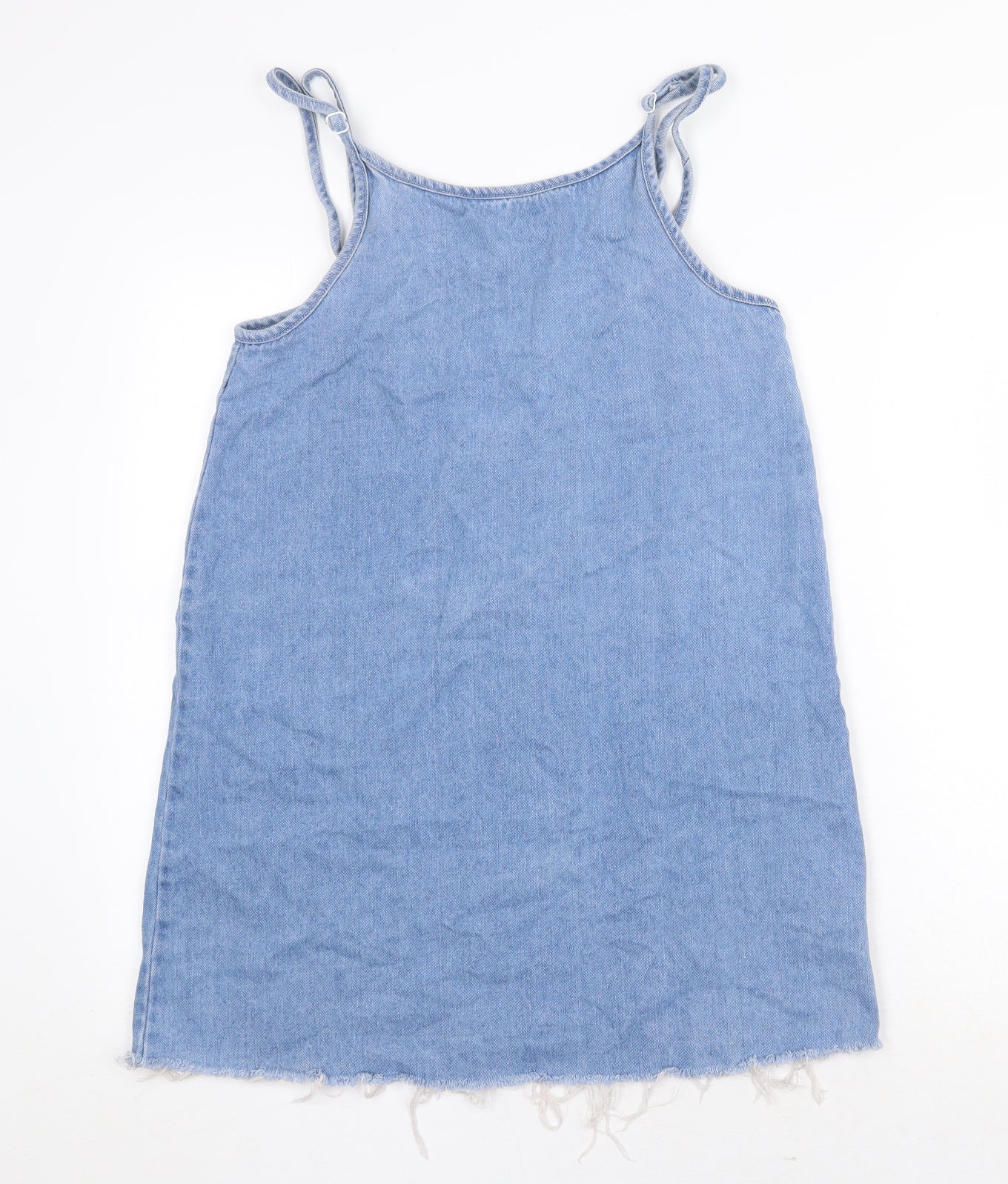 Boohoo Womens Blue Cotton Tank Dress Size 8 Round Neck Pullover