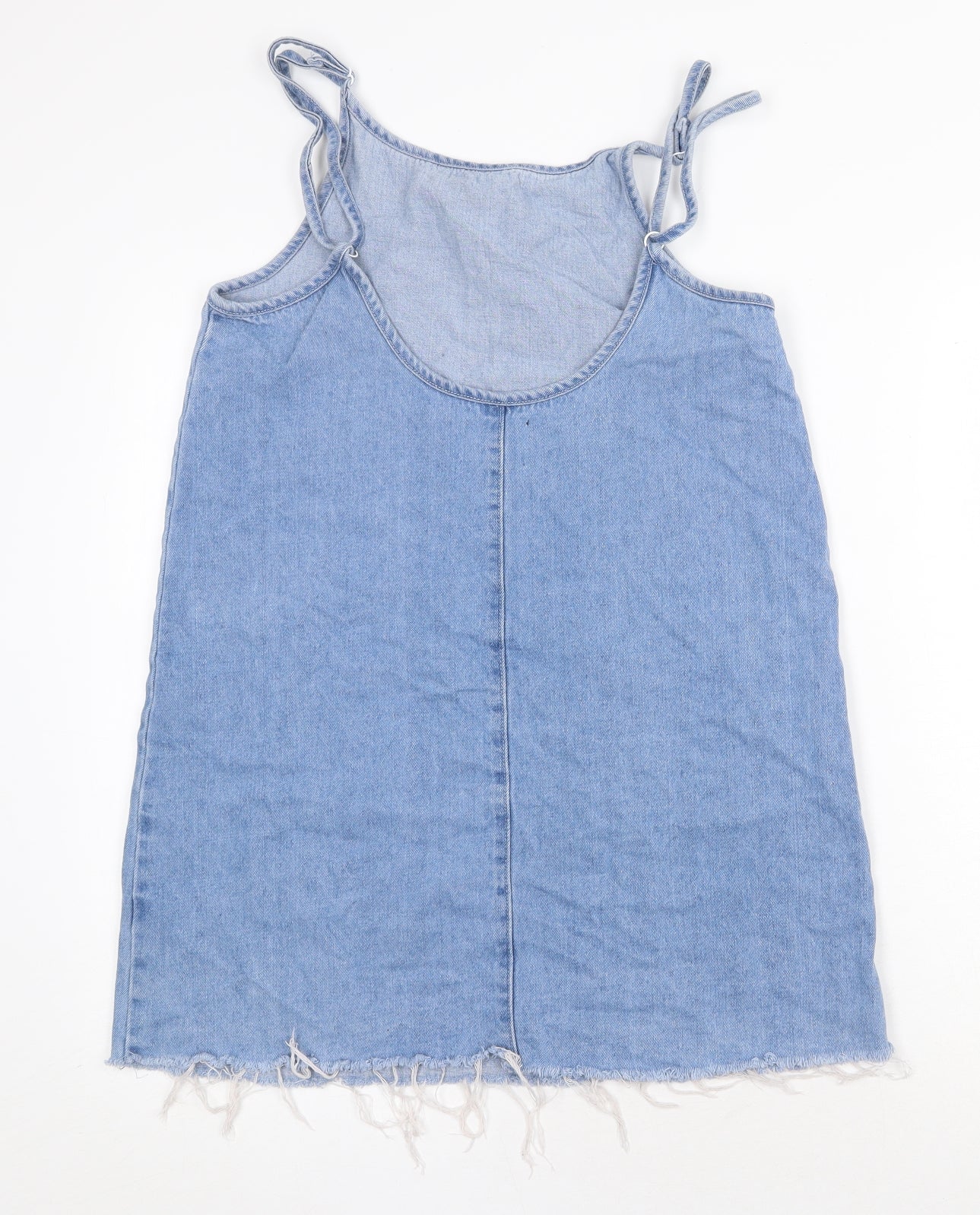 Boohoo Womens Blue Cotton Tank Dress Size 8 Round Neck Pullover