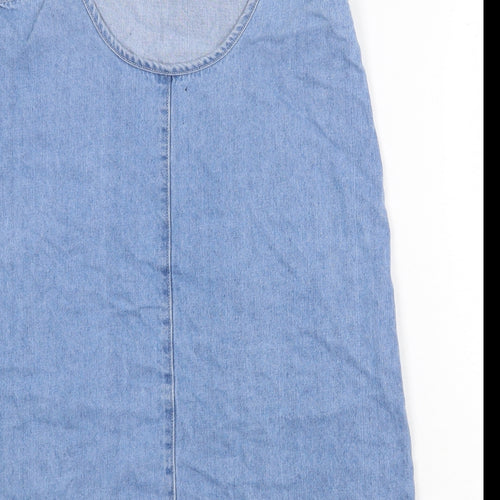 Boohoo Womens Blue Cotton Tank Dress Size 8 Round Neck Pullover