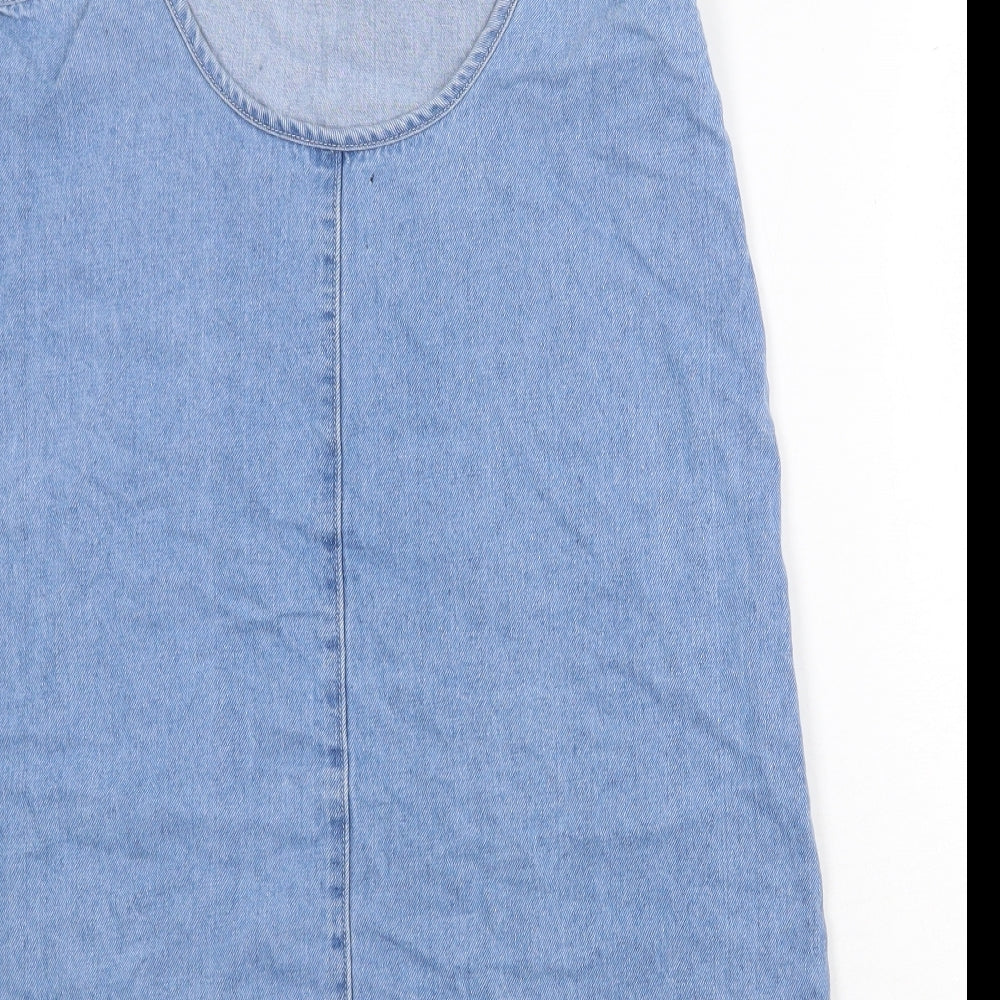 Boohoo Womens Blue Cotton Tank Dress Size 8 Round Neck Pullover