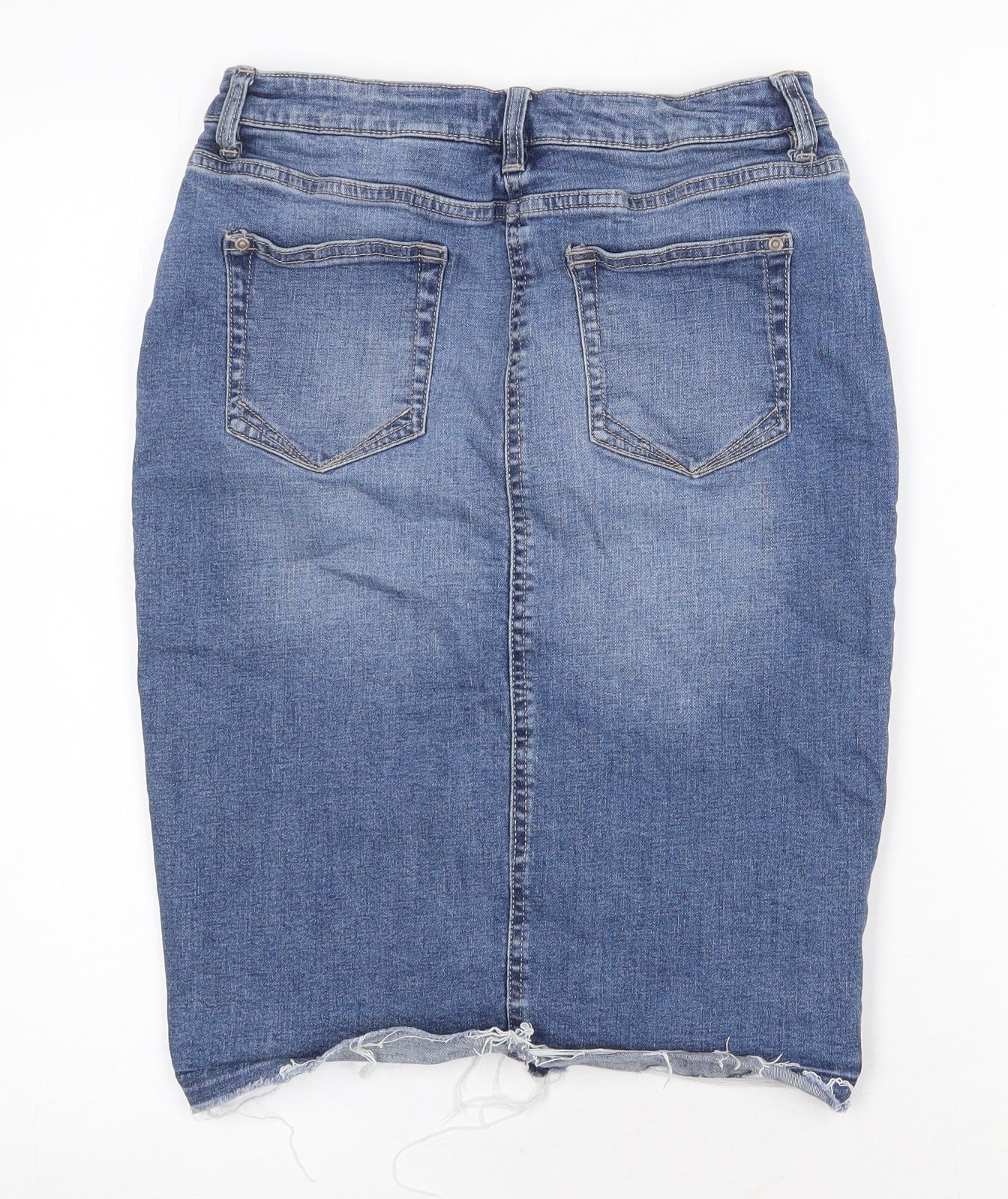 NEXT Womens Blue Cotton A-Line Skirt Size 8 Zip