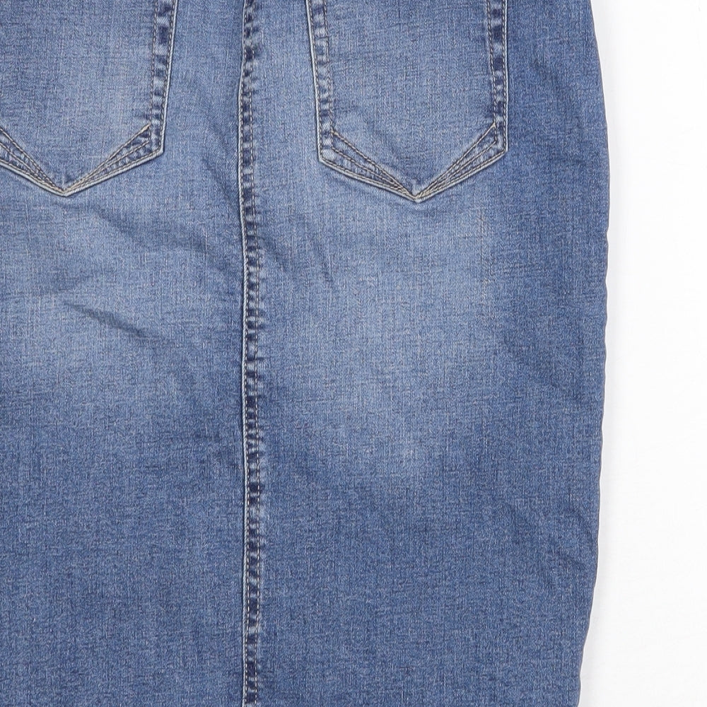 NEXT Womens Blue Cotton A-Line Skirt Size 8 Zip