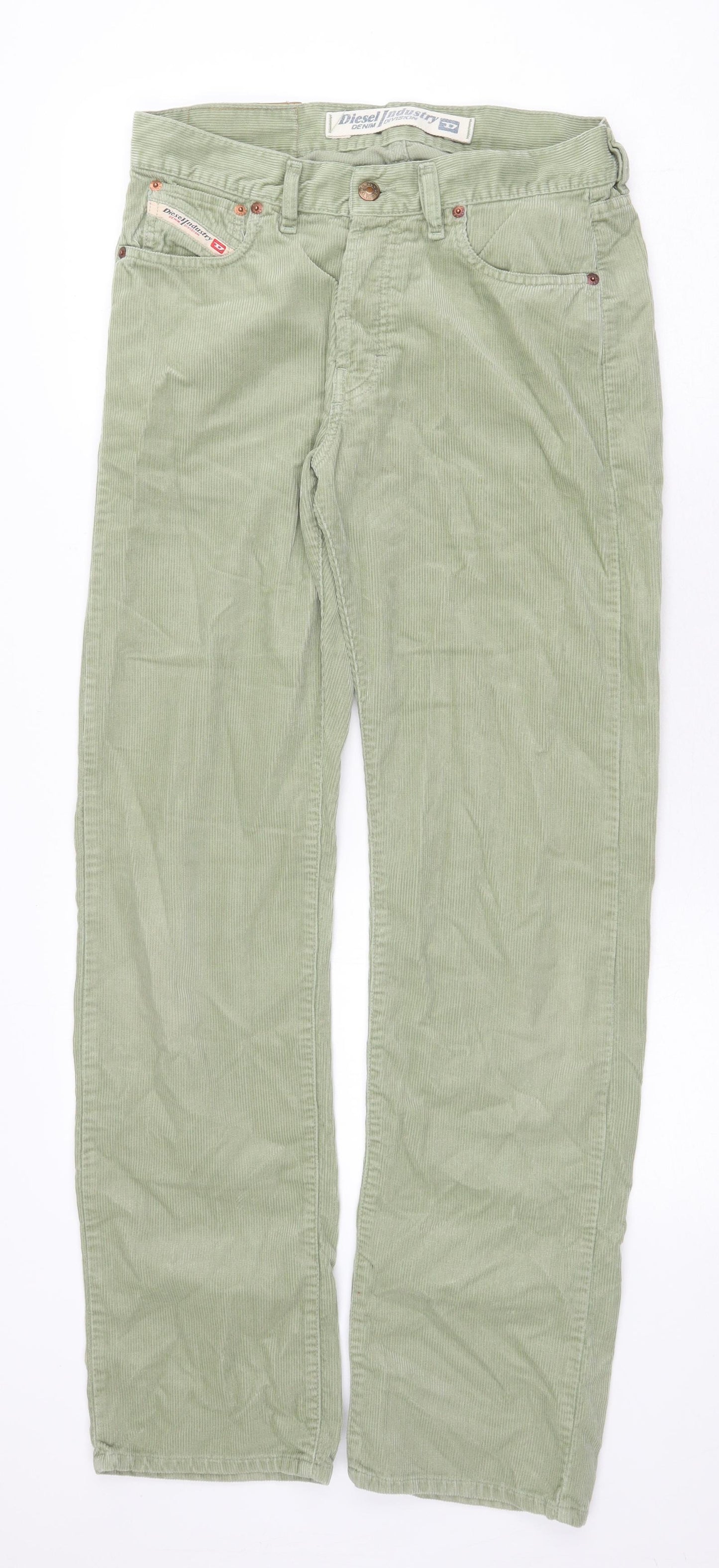 Diesel Womens Green Cotton Trousers Size 30 in Regular Zip