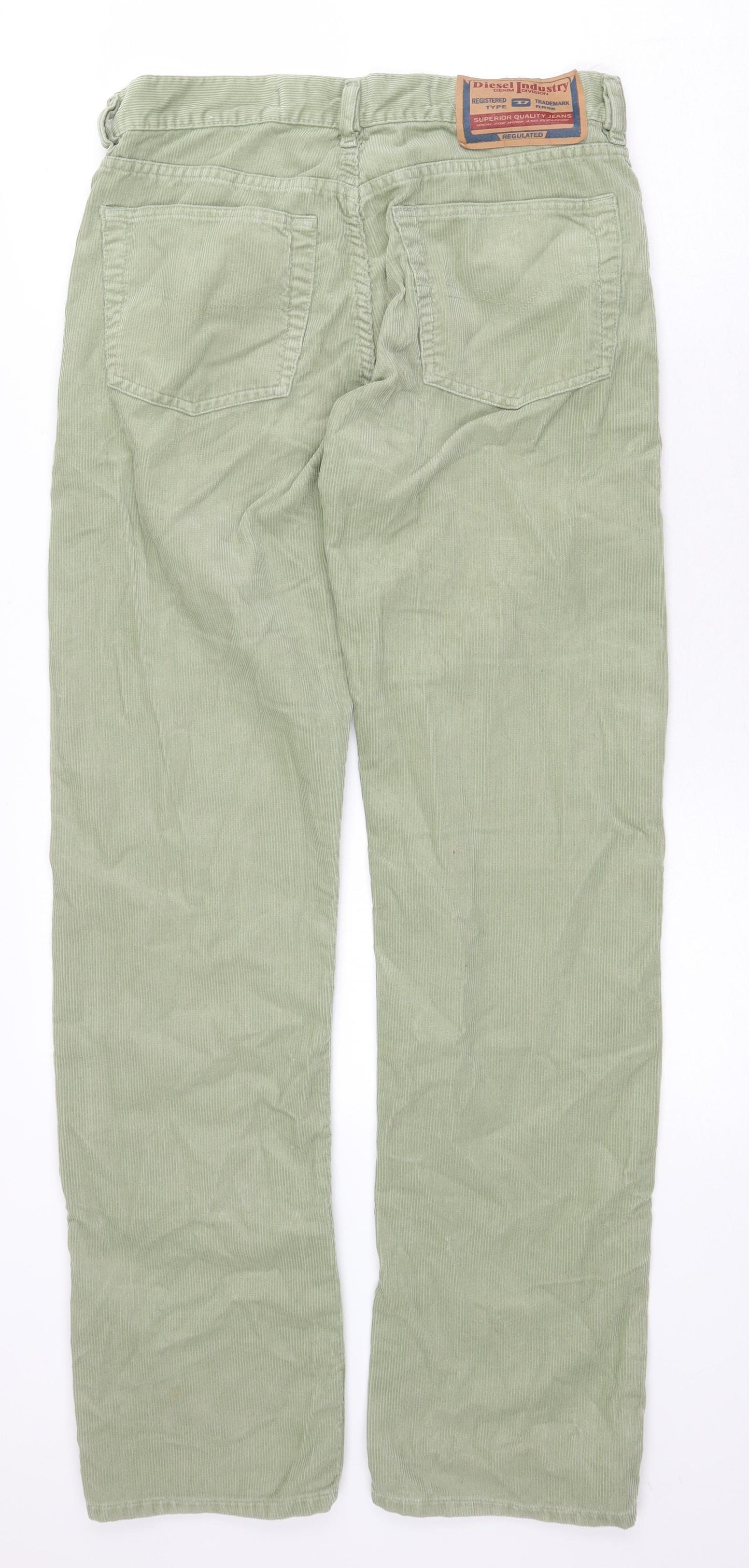 Diesel Womens Green Cotton Trousers Size 30 in Regular Zip