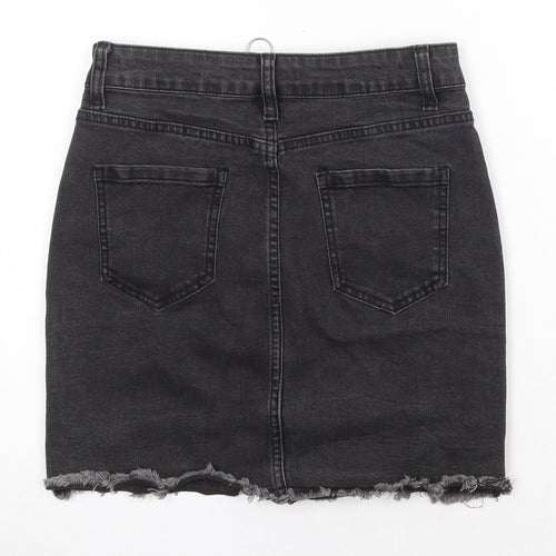 Boohoo Womens Grey Cotton A-Line Skirt Size 6 Zip
