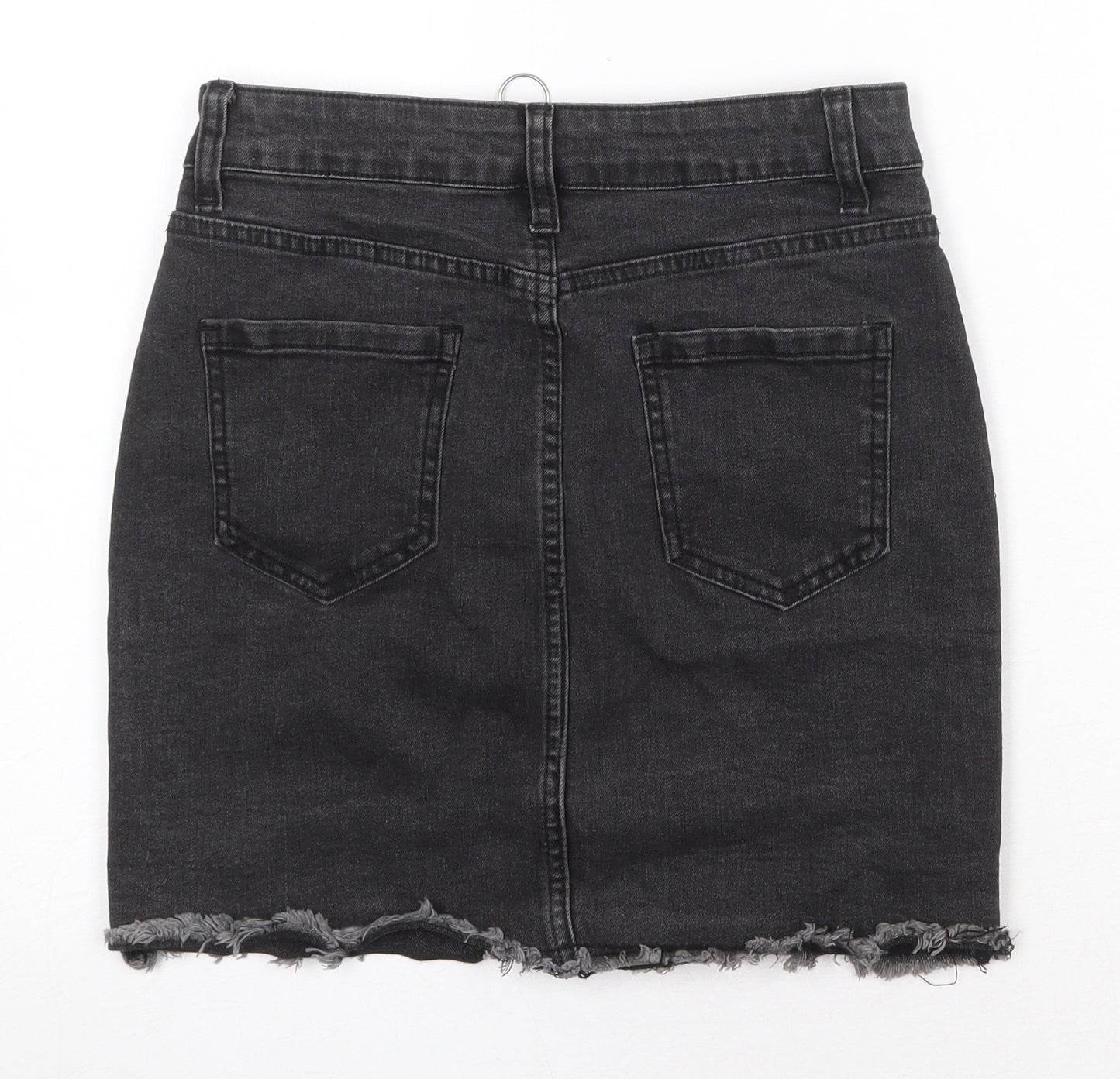 Boohoo Womens Grey Cotton A-Line Skirt Size 6 Zip