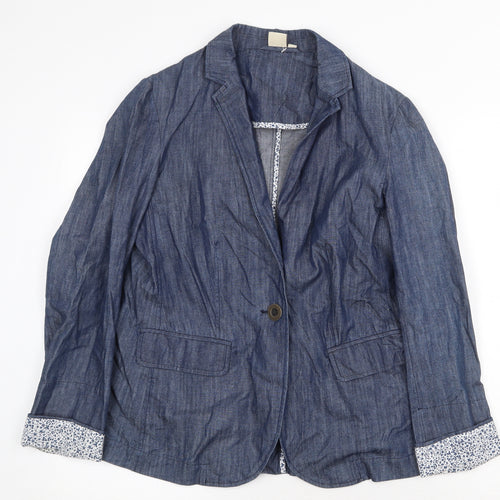 Cotton Traders Womens Blue Jacket Blazer Size 12 Button